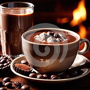 Hot chocolate, rich cocoa chocolate milk beverage drink