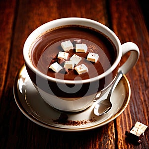 Hot chocolate, rich cocoa chocolate milk beverage drink