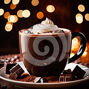 Hot chocolate, rich cocoa chocolate milk beverage drink