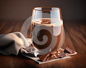 Hot chocolate shake served in a beautiful glass.