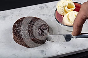 Hot Chocolate Souffle Lava Cake with Ice Cream,  TR: Sicak Cikolatali Sufle Dondurmali photo