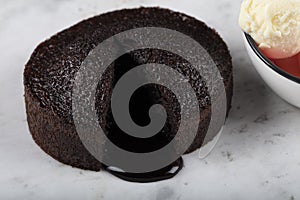 Hot Chocolate Souffle Lava Cake with Ice Cream,  TR: Sicak Cikolatali Sufle Dondurmali photo