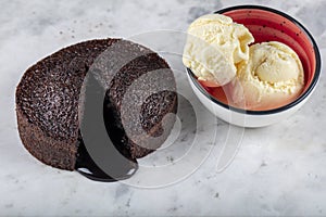 Hot Chocolate Souffle Lava Cake with Ice Cream,  TR: Sicak Cikolatali Sufle Dondurmali photo