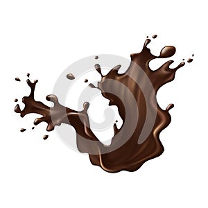 Hot chocolate splash with spray realistic vector