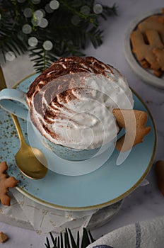 Hot Chocolate with Whipped Cream and Gingerbread Cookies, Christmas Treats