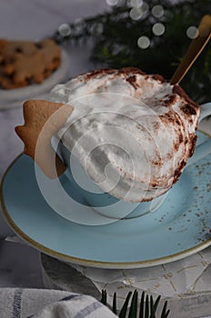 Hot Chocolate with Whipped Cream and Gingerbread Cookies, Christmas Treats