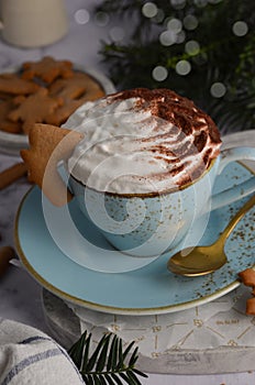 Hot Chocolate with Whipped Cream and Gingerbread Cookies, Christmas Treats