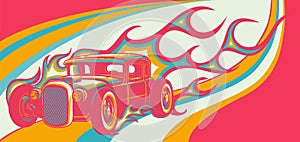 Hot Classic Custom Car Cartoon Vector Illustration