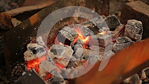 Hot coals close-up