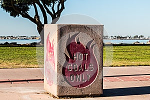 Hot Coals Disposal Bin at a Bayside Park