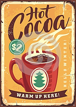 Hot cocoa retro sign advertisement