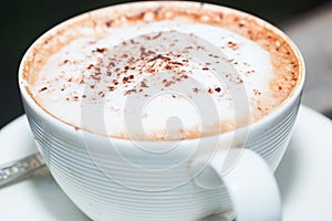 Hot coffe on coffee cup