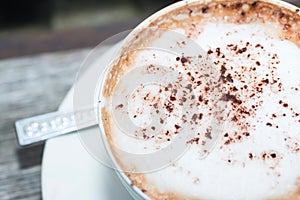 Hot coffe on coffee cup