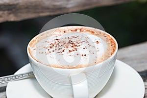 Hot coffe on coffee cup