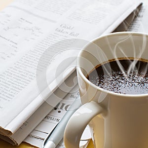 Hot coffee, ball-point and newspaper 2