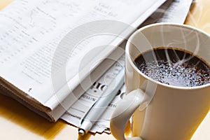 Hot coffee, ball-point and newspaper 3