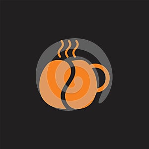 Hot coffee bean cup symbol logo vector