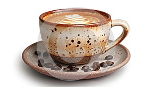 Hot coffee cappuccino in ceramic cup