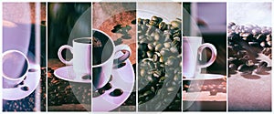 Hot coffee. Coffee turk and cup of hot coffee with coffee beans