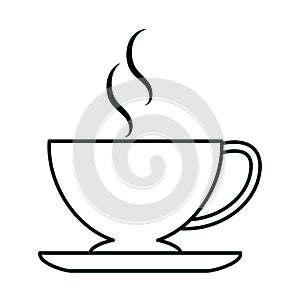 Hot coffee cup beverage isolated linear style icon