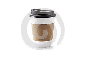 Hot coffee cup made from paper isoloated over white background