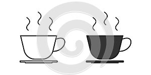 Hot coffee cup sauser icon. Mug beverage symboll. Esspresso drink vector