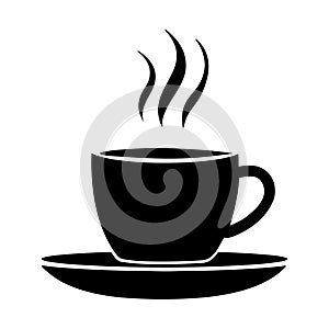 Hot coffee cup silhouette icon isolated