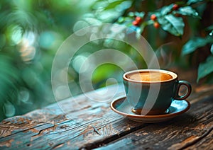 Hot coffee espresso in ceramic cup