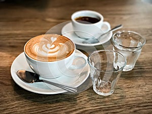 Hot coffee espresso and Hot coffee latte
