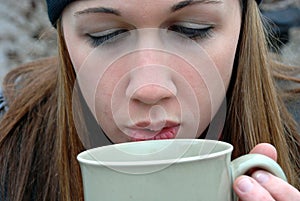 Hot Coffee Girl - Mug Lady in Winter