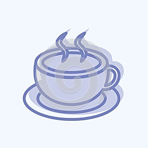 Hot Coffee Icon in trendy two tone style isolated on soft blue background