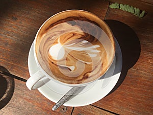 Hot coffee. Latte art.