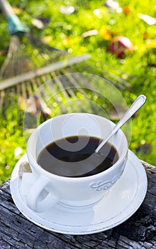 Hot coffee outdoors