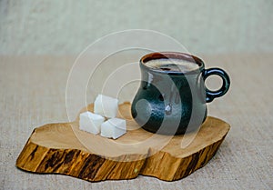 Hot coffee and refined sugar