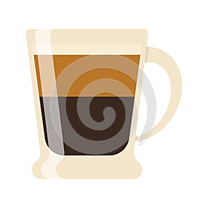 Hot and cold coffee beverage. Different types of drinks set. Espresso, americano cup, cappuccino and latte in paper mug