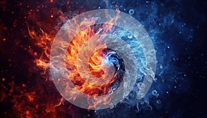 hot and cold concept.fire and ice element background