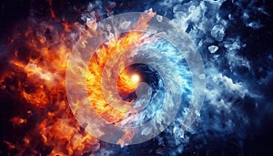 hot and cold concept.fire and ice element background