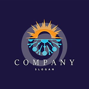 hot and cold logo, minimalist design fire, water, ice, sun temple brand simple product