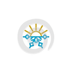 Hot and cold symbol. Sun and snowflake icon isolated on white background