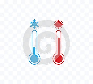 Hot, cold temperature icon. Vector illustration, flat design