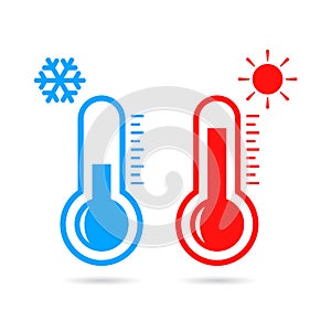 Hot and cold temperature vector icon photo