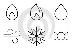 Hot cold water icon set. hvac symbol