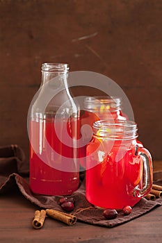 Hot cranberry tea with orange cinnamon warming drink