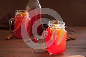 Hot cranberry tea with orange cinnamon warming drink