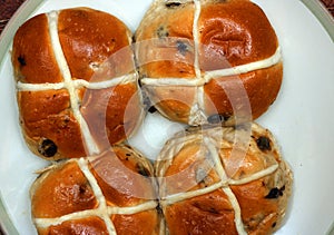 Hot cross buns at Easter time.