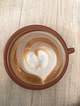 Hot cup of coffe in the bar