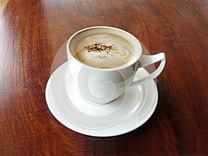 Hot cup of coffee cappuccino