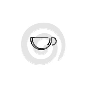 Hot cup icon. Mug with tea or coffee icon flat. Black line pictogram isolated on white background