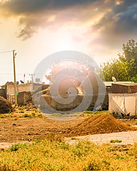 In a hot day, mudbrick house in the Harran village, Traditional mud brick