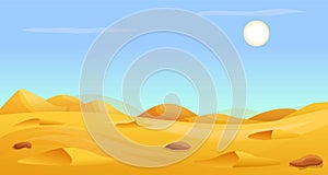 Hot desert panorama concept banner, cartoon style
